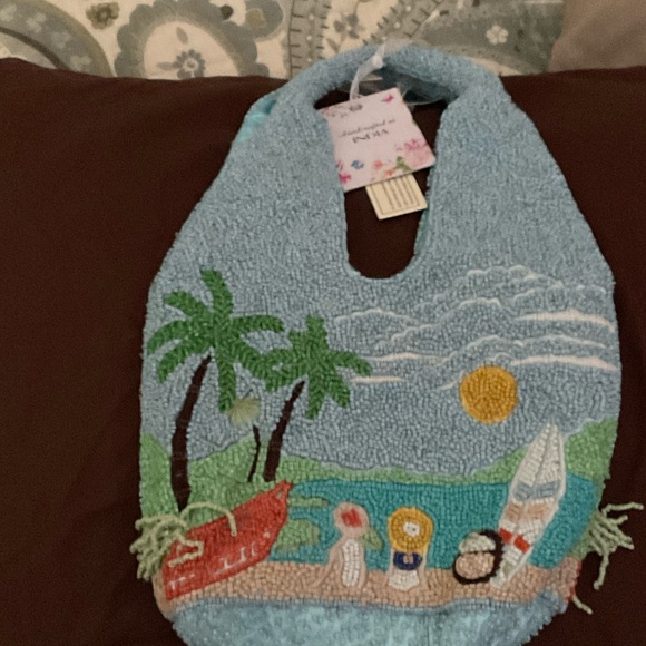 Tropical Scene Embroidered Bib - Picture 1 of 1